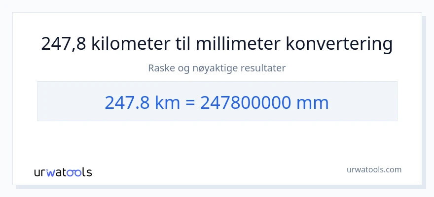 247.8 kilometer til millimeter konvertering