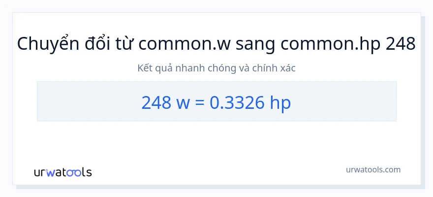 Chuyển đổi 248 watt sang mã lực