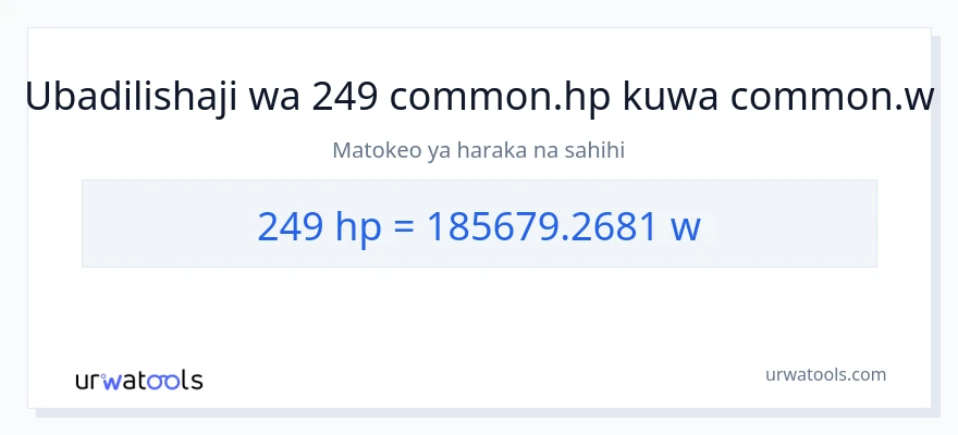Ubadilishaji wa 249 farasi hadi wati
