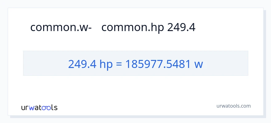 המרה של 249.4 כּוֹחַ סוּס ל- וואט