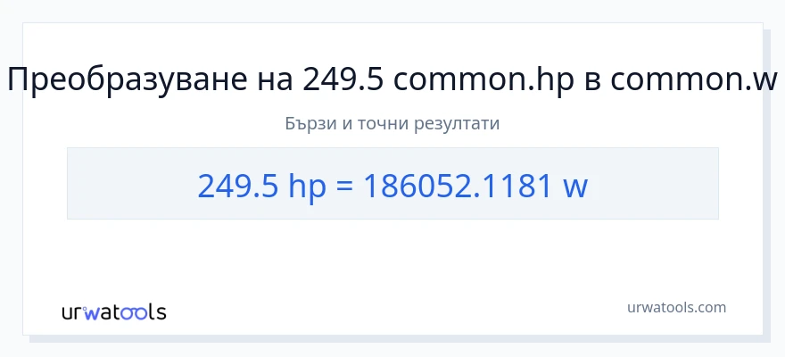 249.5 конверсия от конски сили до ватове