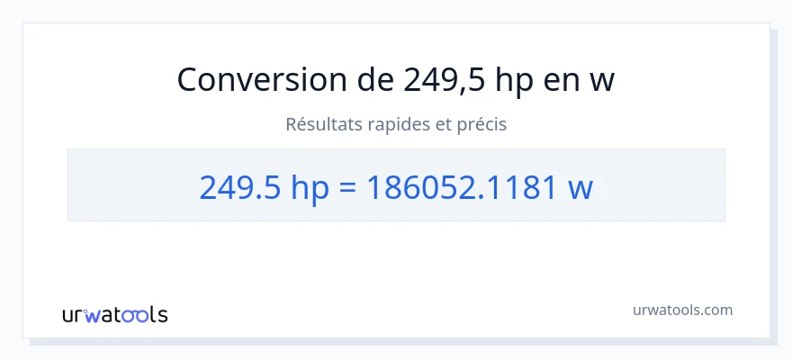 Conversion 249.5 chevaux-vapeur vers watts