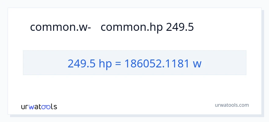 המרה של 249.5 כּוֹחַ סוּס ל- וואט