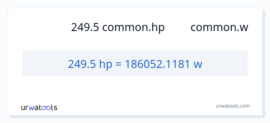 การแปลง 249.5 แรงม้า เป็น วัตต์