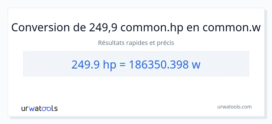 Conversion 249.9 chevaux-vapeur vers watts