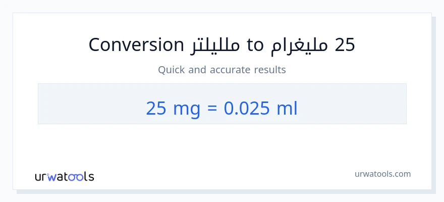 التحويل من 25 ملليغرام إلى ملليلتر