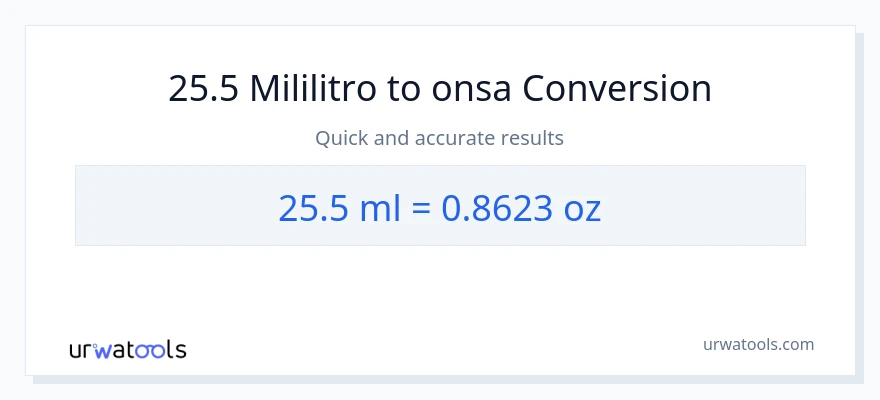 25.5 mga mililitro patungong Mga onsa na conversion