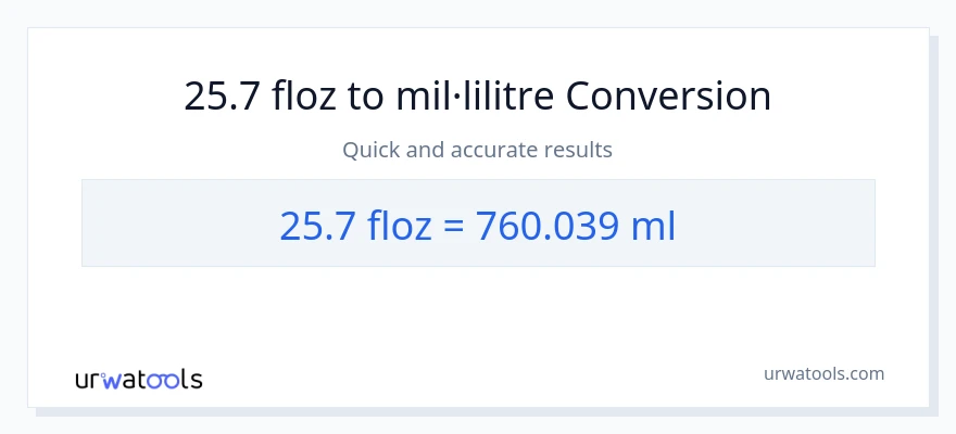 Conversió de 25.7 unces fluides a mil·lilitres