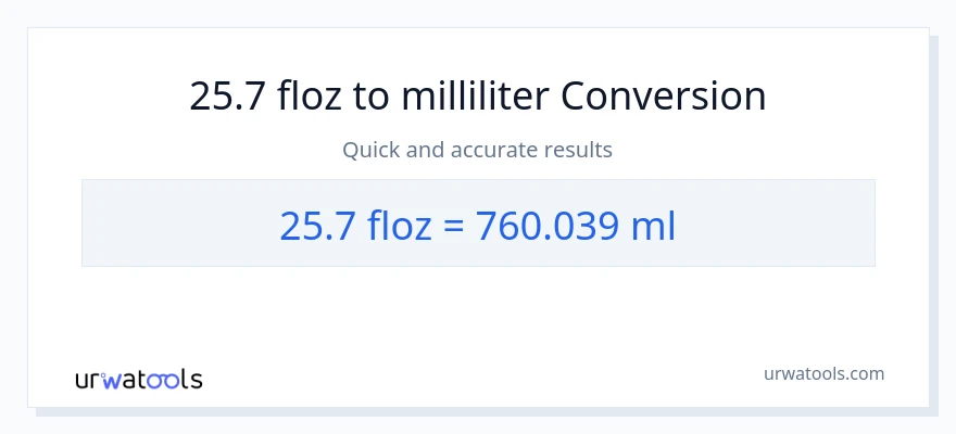 25.7 flydende ounces til milliliter konvertering