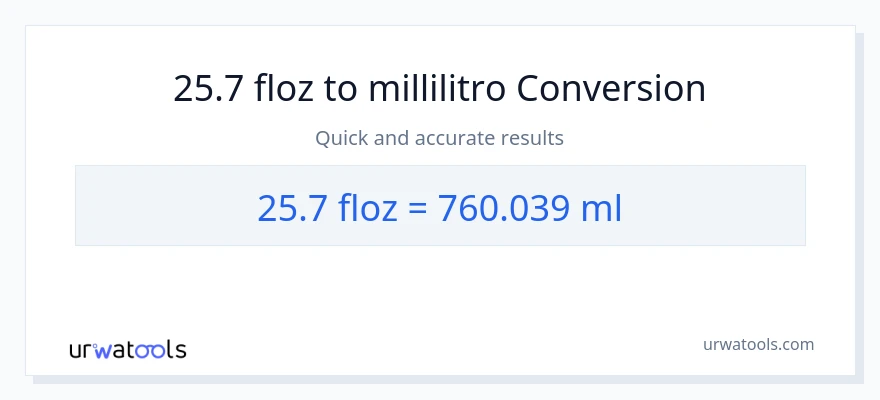 Conversione da 25.7 once fluide a millilitri