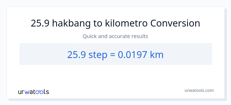 25.9 mga hakbang patungong Kilometro na conversion