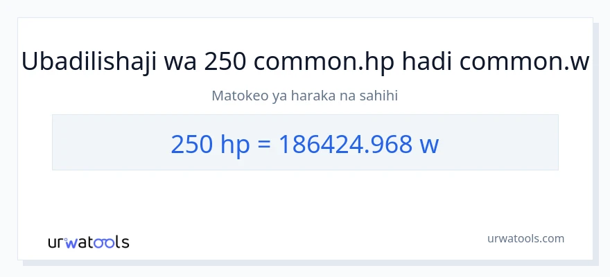 Ubadilishaji wa 250 farasi hadi wati