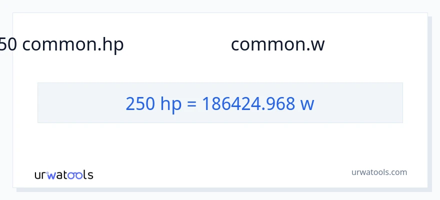 250 குதிரைத்திறன் இலிருந்து வாட்ஸ் வரை மாற்றம்