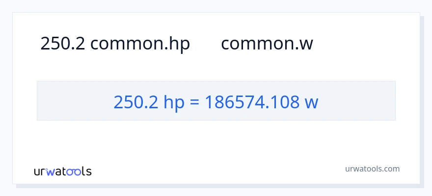 250.2 હોર્સપાવર થી વોટ્સ રૂપાંતર