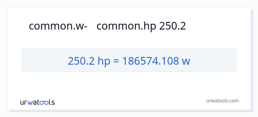 המרה של 250.2 כּוֹחַ סוּס ל- וואט