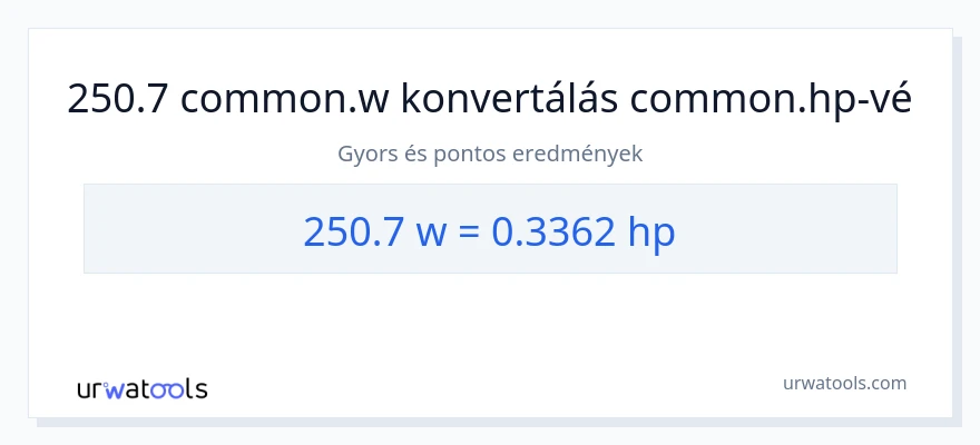 250.7 watt - lóerő konverzió