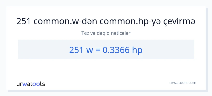 251 vatt-dən at gücü-ə çevrilmə