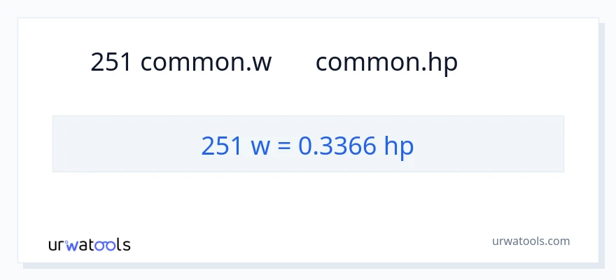 251 ワット から 馬力 への変換