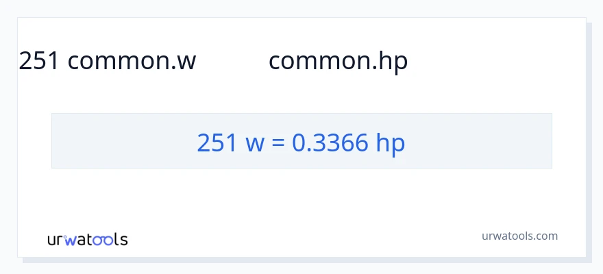 251 ವ್ಯಾಟ್ಸ್ ರಿಂದ ಅಶ್ವಶಕ್ತಿ ಪರಿವರ್ತನೆ