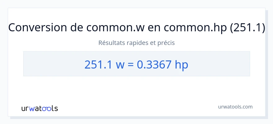 Conversion 251.1 watts vers chevaux-vapeur