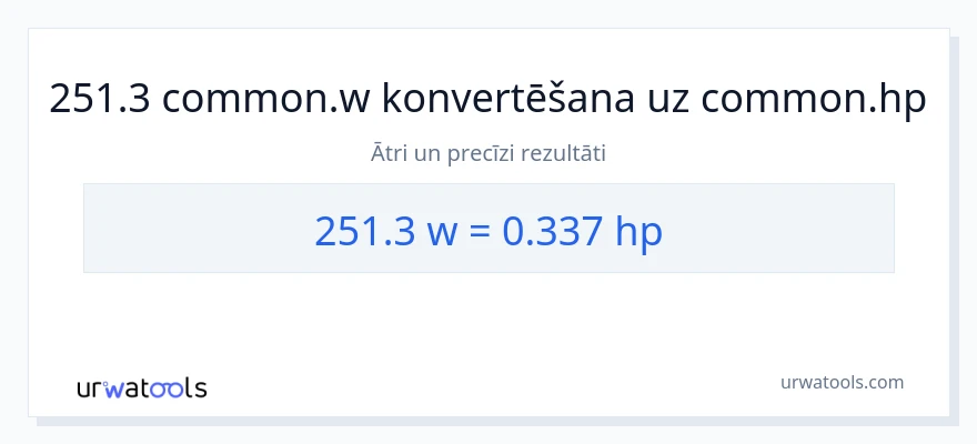 251.3 vati uz zirgspēki konversiju