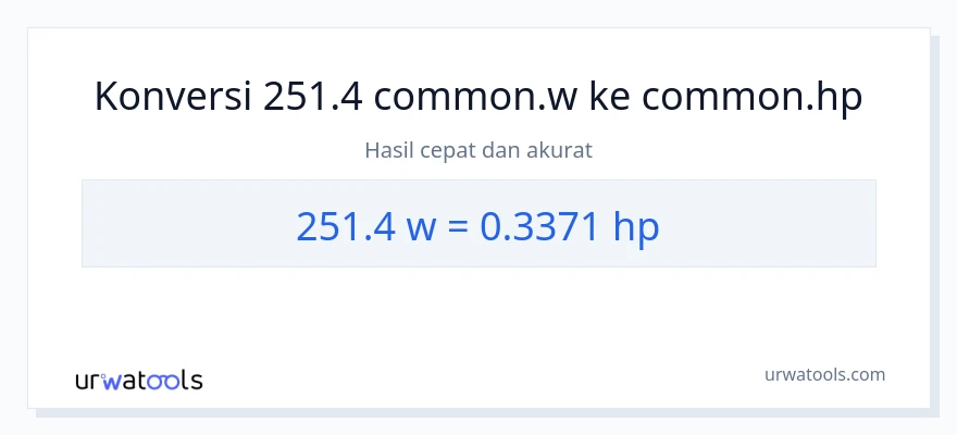 Konversi 251.4 watt ke daya kuda