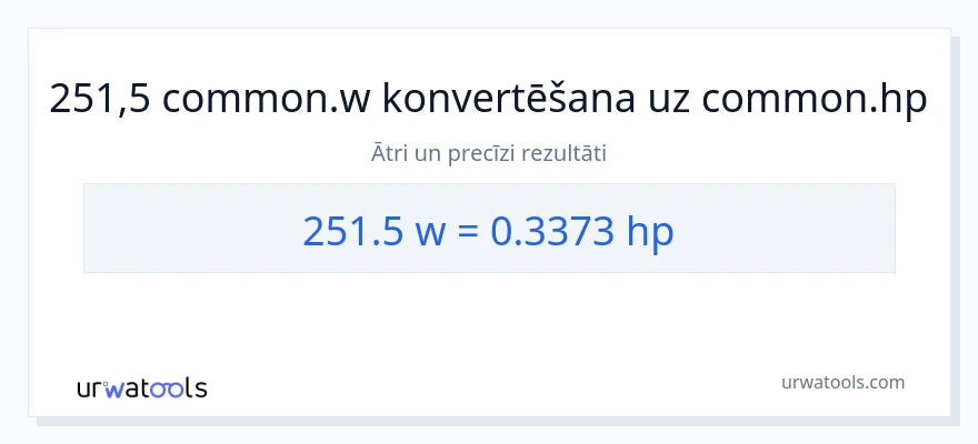 251.5 vati uz zirgspēki konversiju