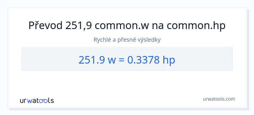 Konverze z watty na koňská síla: 251.9
