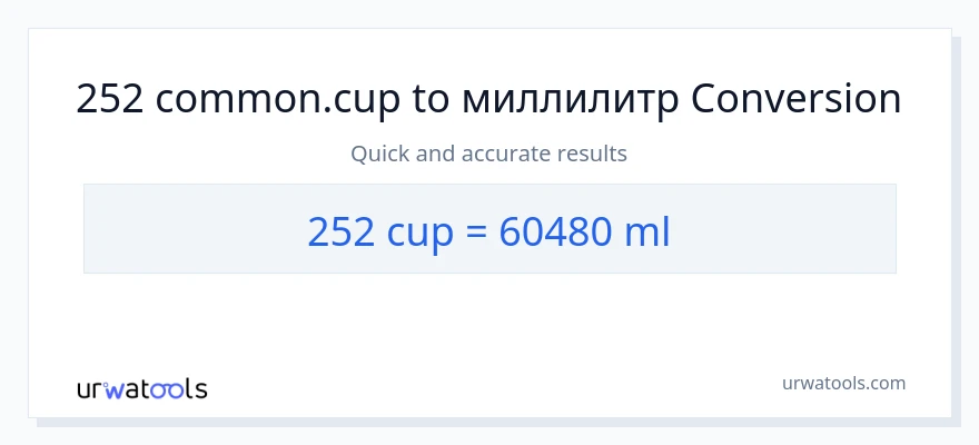 252 чашки в миллилитры преобразование