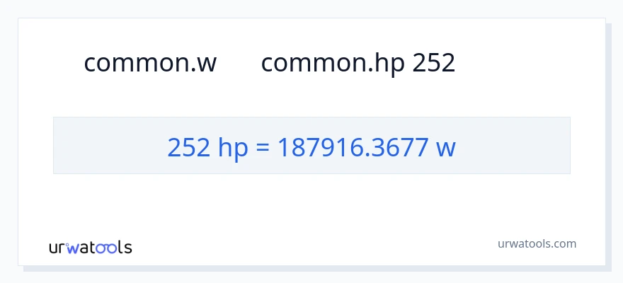 تبدیل 252 اسب بخار به وات