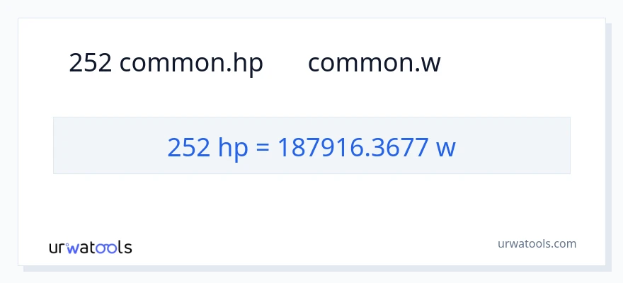 252 હોર્સપાવર થી વોટ્સ રૂપાંતર