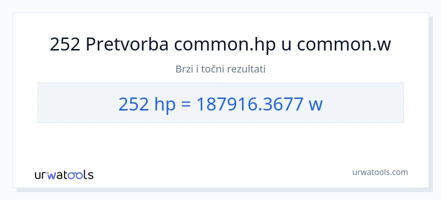 Konverzija od konjske snage do vati: 252