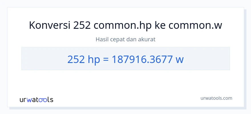 Konversi 252 daya kuda ke watt