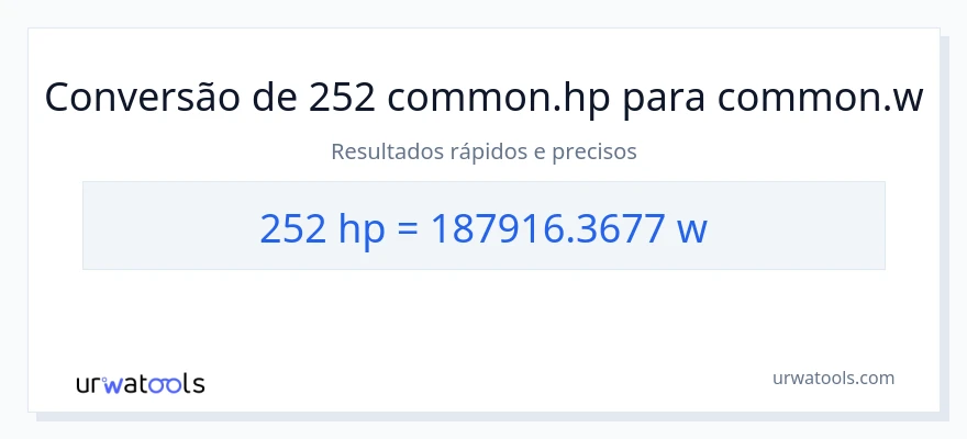 Conversão de 252 cavalos de potência para watts