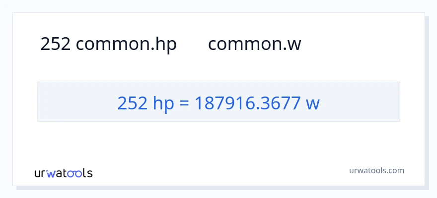 252 ہارس پاور سے واٹ کی تبدیلی