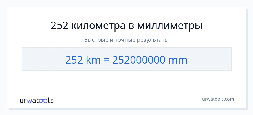 252 километры в миллиметры преобразование