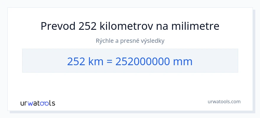 Konverzia z kilometre na milimetre: 252
