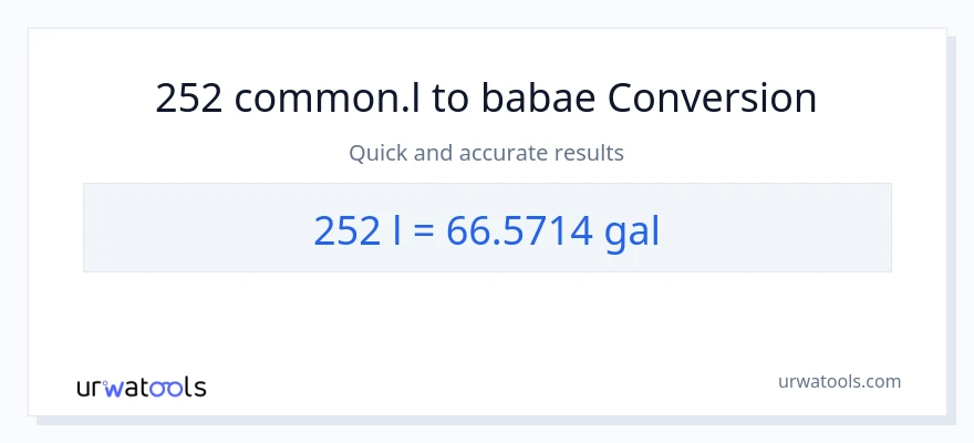 252 Liters patungong Mga galon na conversion