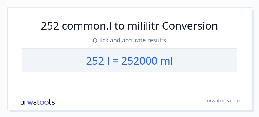 Konverze z Liters na mililitrů: 252