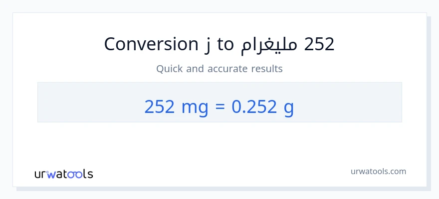 التحويل من 252 ملليغرام إلى غرامات