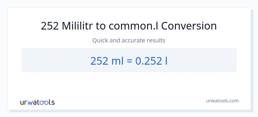 Konverze z mililitrů na Liters: 252