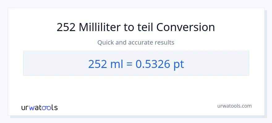252 Milliliter zu Pints Umwandlung