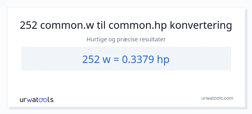 252 watt til hestekræfter konvertering