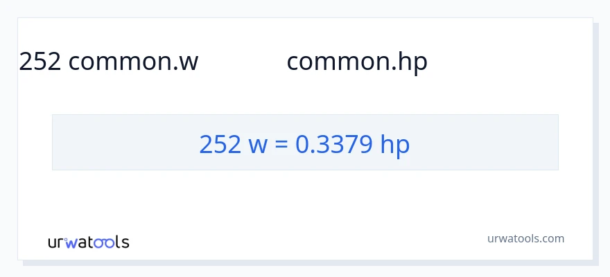 252 వాట్స్ నుండి అశ్వశక్తి కు మార్పిడి