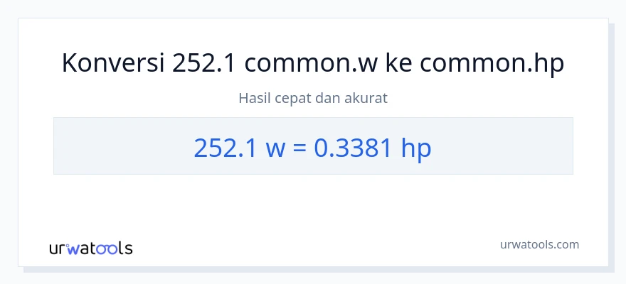 Konversi 252.1 watt ke daya kuda