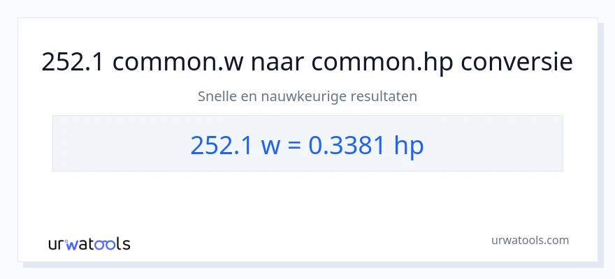 252.1 watt naar paardenkracht conversie