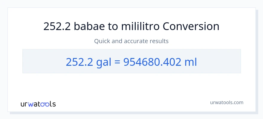 252.2 Mga galon patungong mga mililitro na conversion