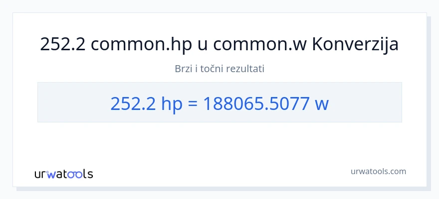 Konverzija od konjske snage do vati: 252.2