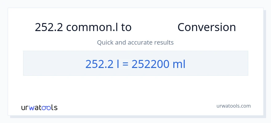 การแปลง 252.2 Liters เป็น มิลลิลิตร