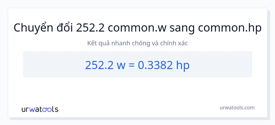 Chuyển đổi 252.2 watt sang mã lực